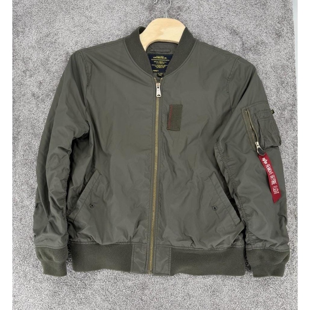Alpha Industries MA-1 Bomber Jacket Men 2XL Sage Green Military Flight Nylon USA